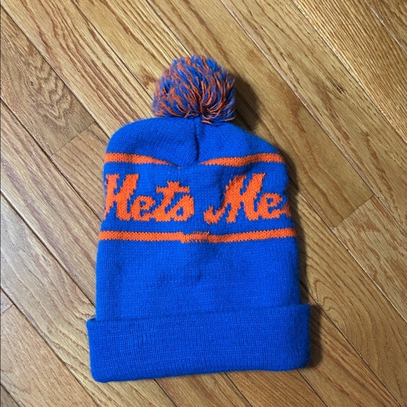 New York Mets Other - New York Mets - Adult Knit Pom Pom Beanie Hat in Blue and Orange